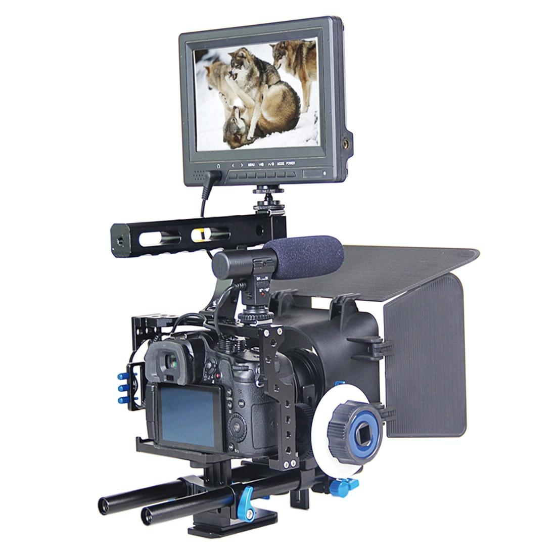 NNEIDS Video Camera Cage Stabilizer Kit With Matte Box & Follow Focus For Panasonic Lumix Dmc - Gh4 & G7 / Sony A7 Series - UrbanNest Co