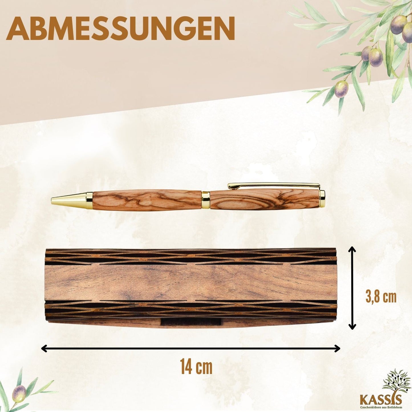 Kugelschreiber aus Olivenholz in Holzschachtel | Edles Schreibset als Geschenk für Büro, Geburtstag & Abschluss - UrbanNest Co