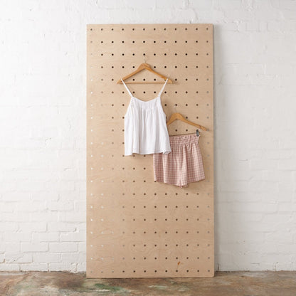 Linen Shorts in Pink & Cream Gingham - UrbanNest Co