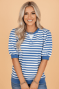 Stripe Short Bubble Sleeve T-Shirt - UrbanNest Co