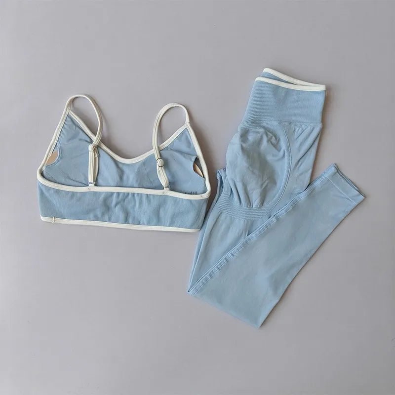 2PCS High Waisted Sports Bra Set with Contrasting Small Suspender - UrbanNest Co