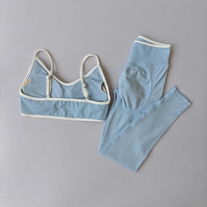 2PCS High Waisted Sports Bra Set with Contrasting Small Suspender - UrbanNest Co