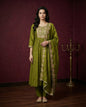 Olive Green Embroidered Kurta Set with Dupatta & Pants | Floral Thread Work - UrbanNest Co
