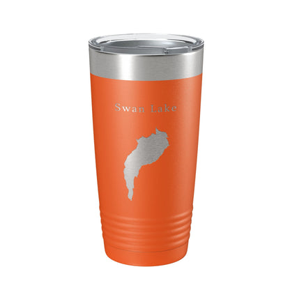 Swan Lake Map Tumbler Travel Mug Insulated Laser Engraved Coffee Cup Maine 20 oz - UrbanNest Co