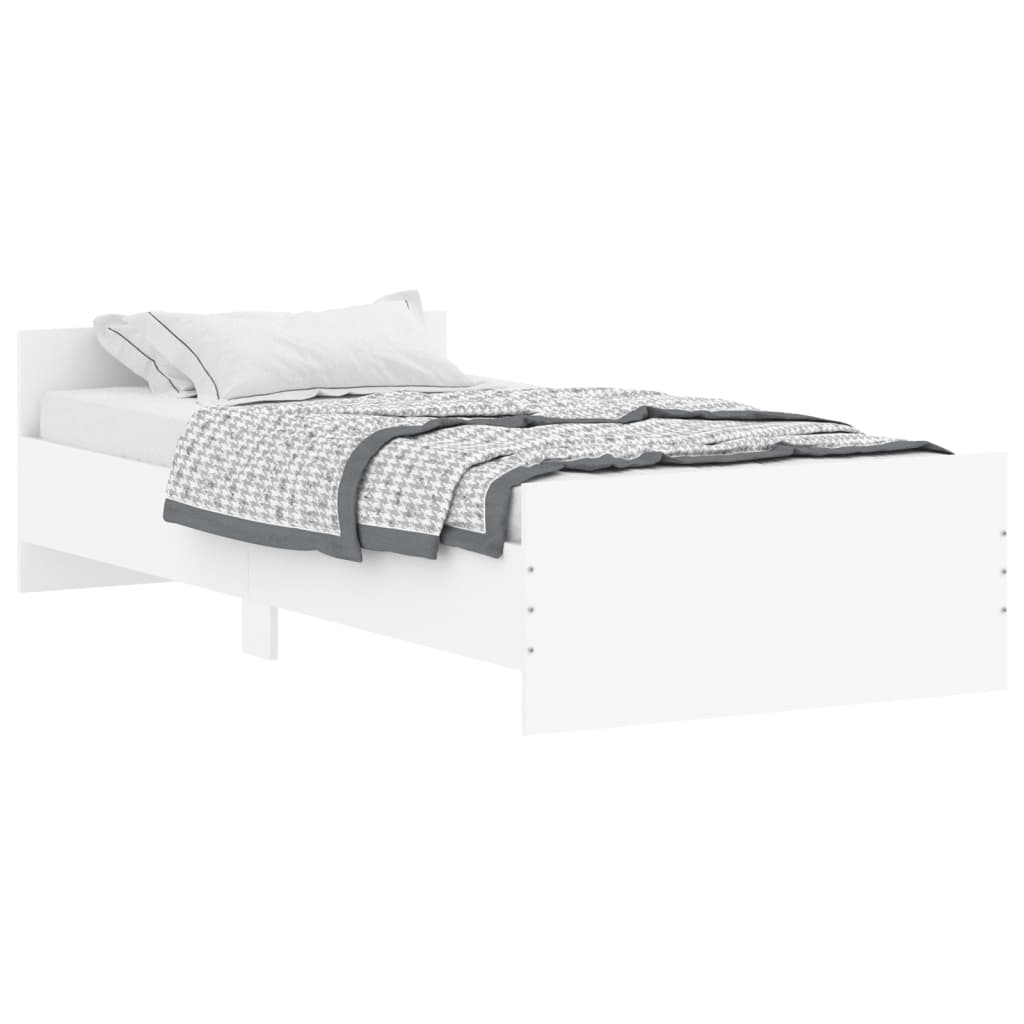 NNEVL Bed Frame White 92x187 cm Single Size Engineered Wood - UrbanNest Co