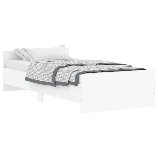 NNEVL Bed Frame White 92x187 cm Single Size Engineered Wood - UrbanNest Co
