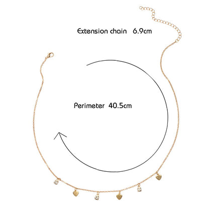 Gold Silver Chain Rhinestone Love Heart Disc Pendant Necklace Teens Party Gift - UrbanNest Co