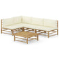 NNEVL 5 Piece Garden Lounge Set with Cream White Cushions Bamboo - UrbanNest Co