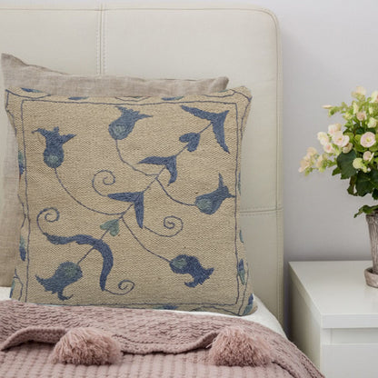 Embroidered Woolen Pine Cone Cushion Cover - UrbanNest Co