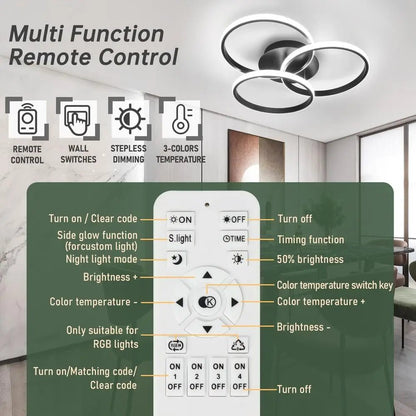 Dimmable LED Ceiling Light Fixtures with Remote Control, Suitable for Bedroom, Living Room, Dining Room, Kitchen (3000K - 6500K) - UrbanNest Co