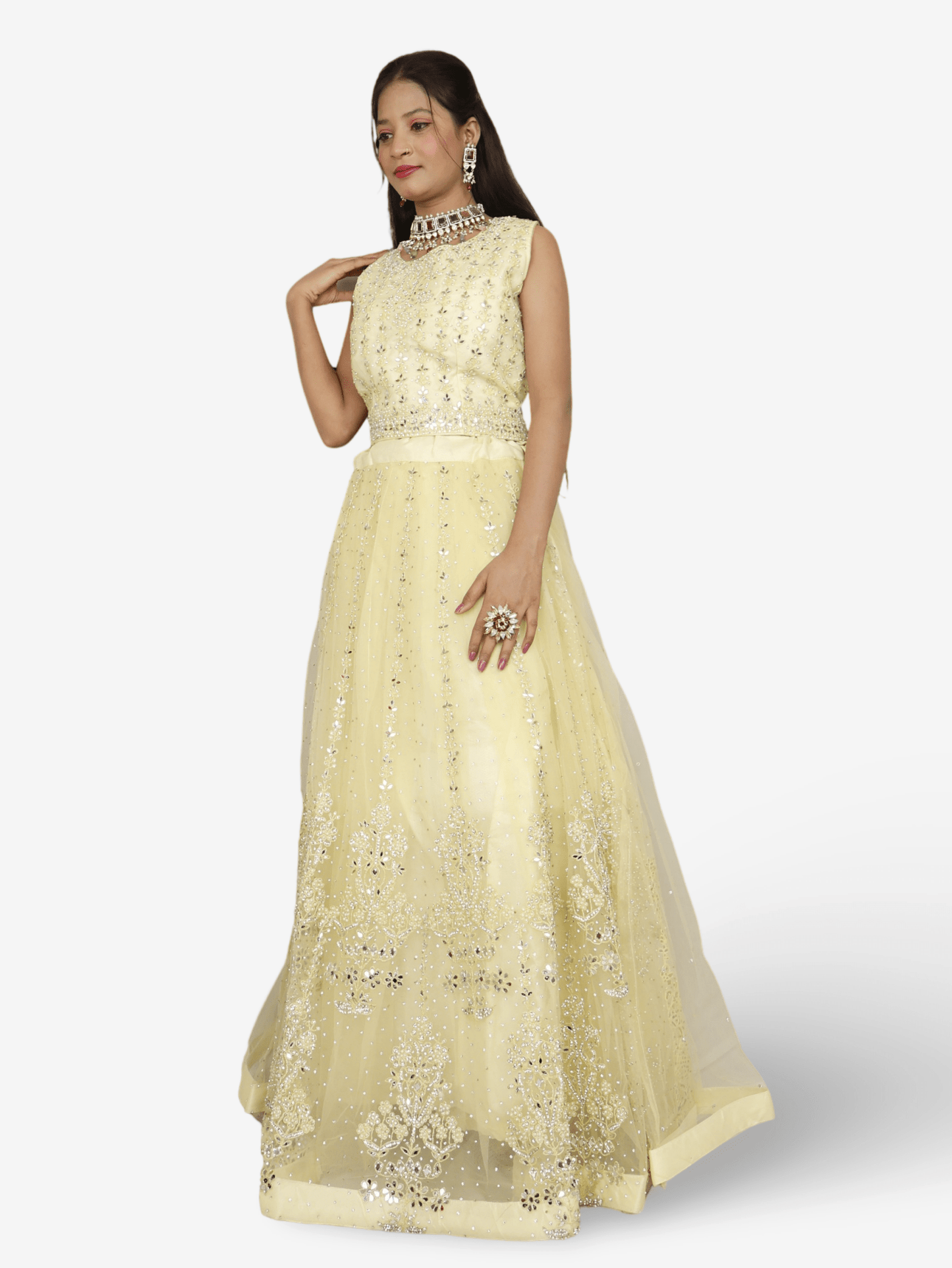 Designer Lehenga Choli with Embroidery and Mirror Peal Work by Shreekama - UrbanNest Co