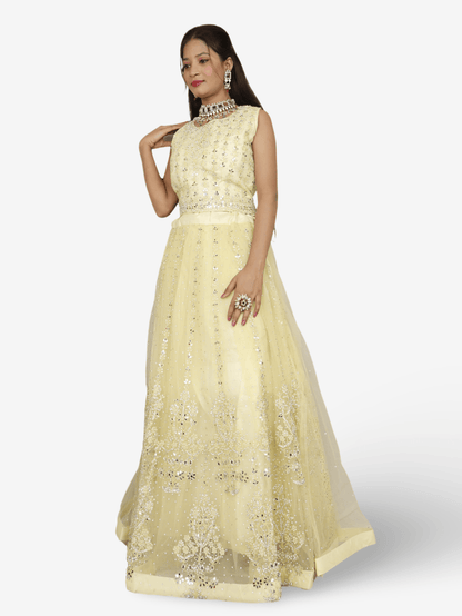 Designer Lehenga Choli with Embroidery and Mirror Peal Work by Shreekama - UrbanNest Co