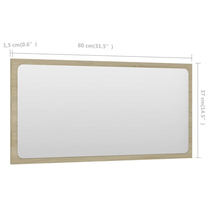 NNEVL Bathroom Mirror Sonoma Oak 80x1.5x37 cm Chipboard - UrbanNest Co