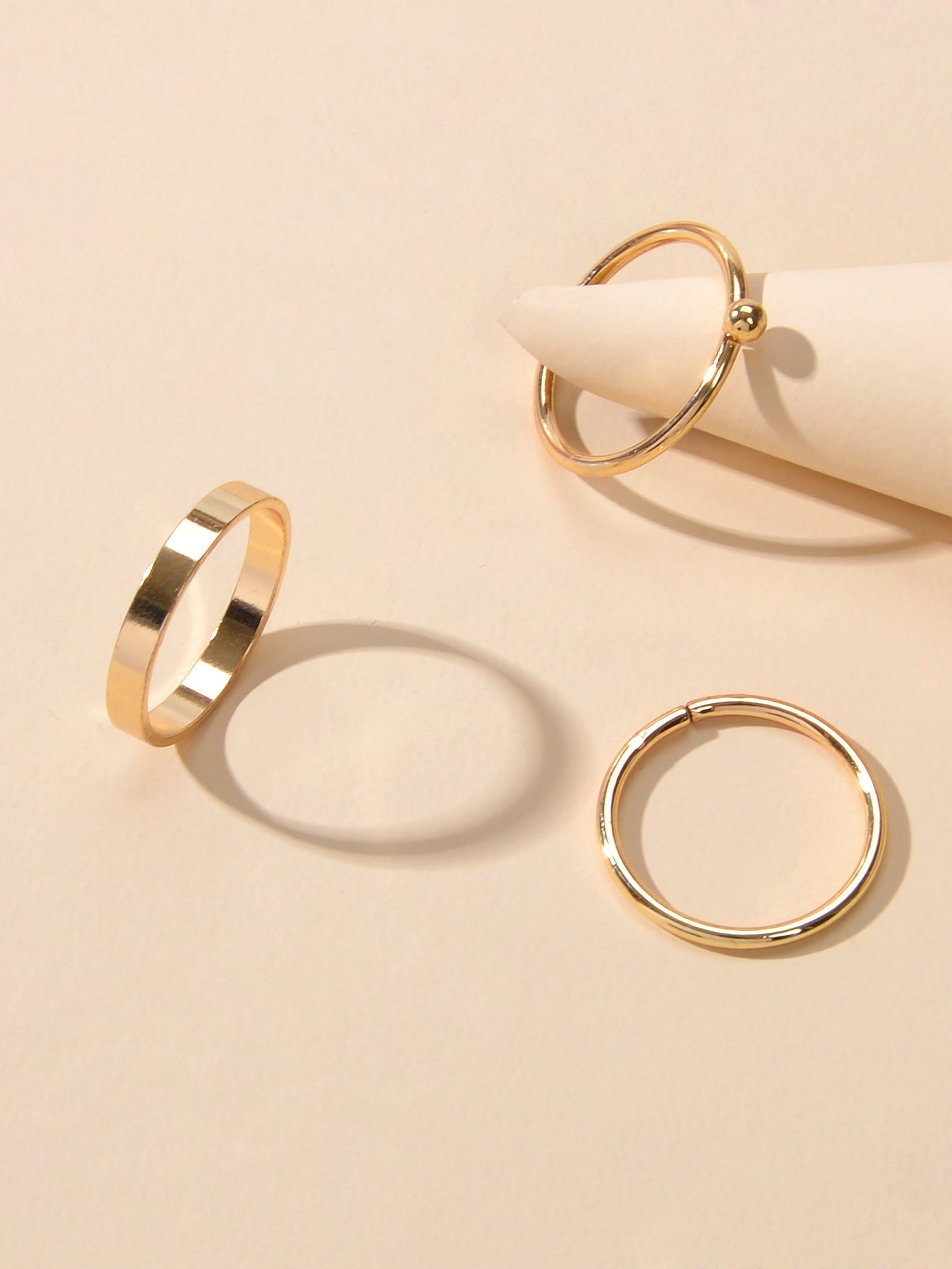 Stackable 3 pcs Gold Metal Minimalist Finger Ring set Multiple Rings Bulk Pack - UrbanNest Co