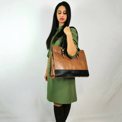 The Signature 17" Leather Laptop Bag, Copper - UrbanNest Co