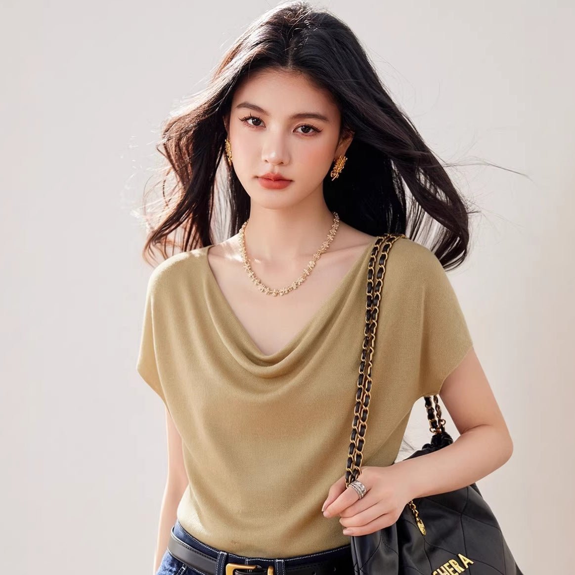 Elegant Slimming Off - Shoulder Short Sleeve T-Shirt Casual Chic Fashion Top Solid Color Comfortable Women's Blouse - UrbanNest Co