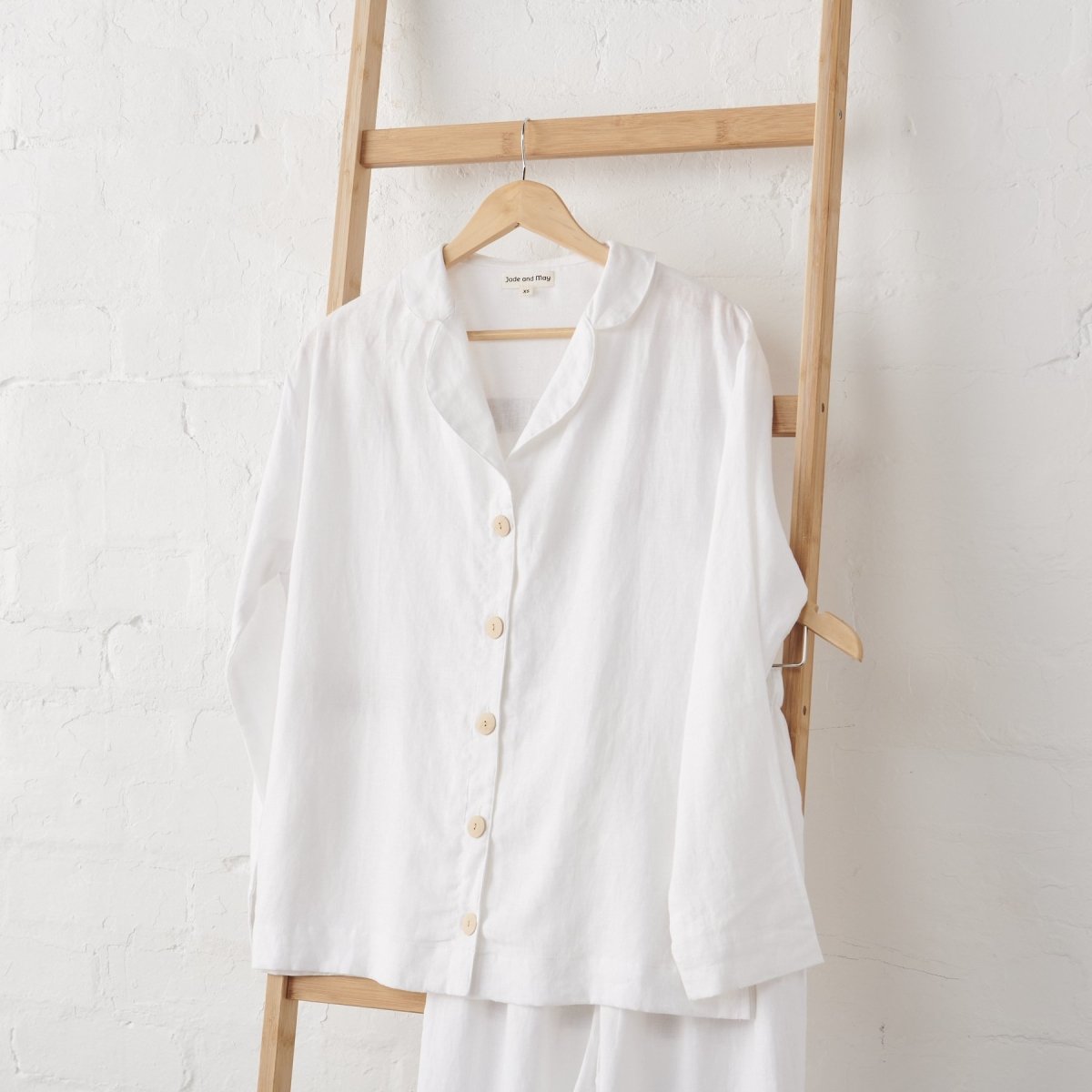 White Linen Pyjamas - Classic PJ Set - UrbanNest Co