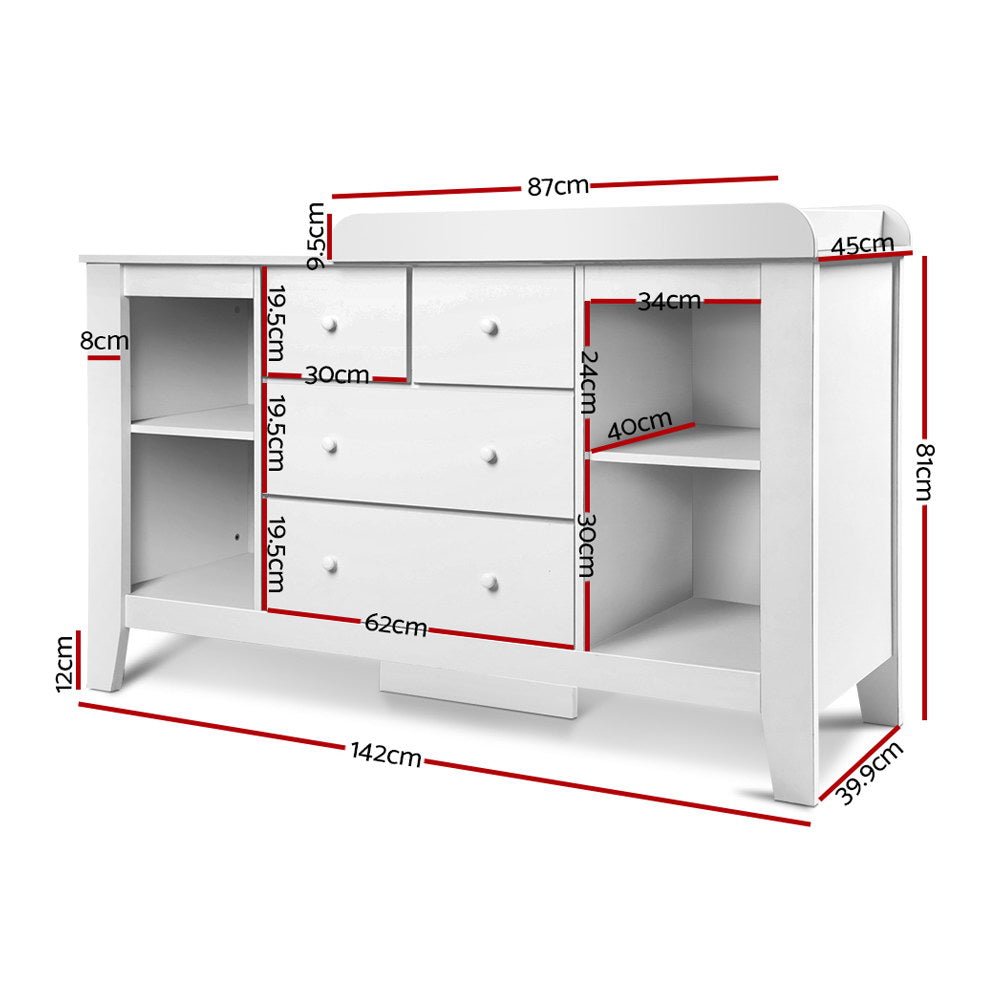 Keezi Baby Changing Table Diaper Station Drawers Chest Cabinet Nursery Furniture - UrbanNest Co