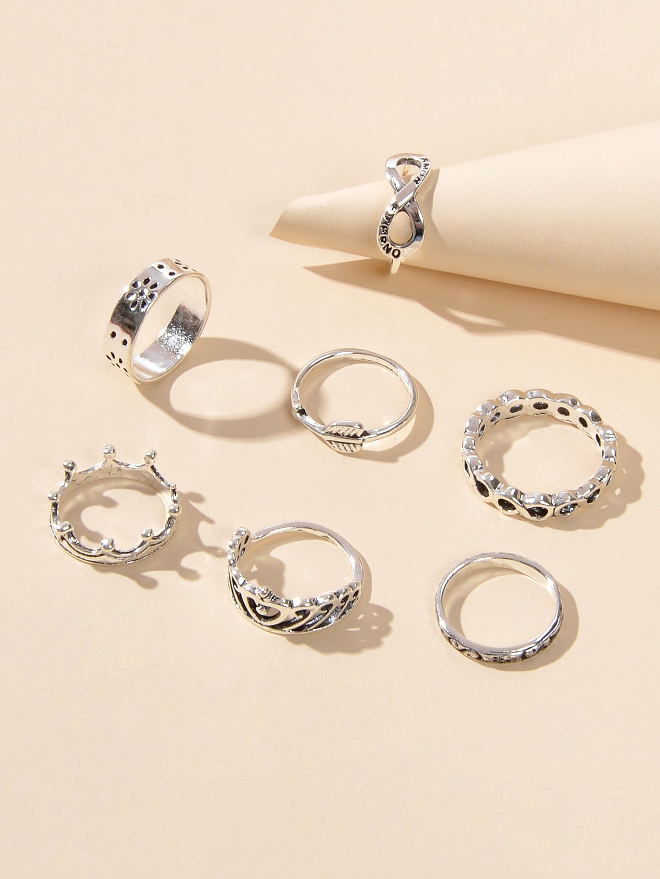 7 pcsTribal Ethnic Crown Arrow Infinity Midi Finger Knuckle Multiple Rings set - UrbanNest Co