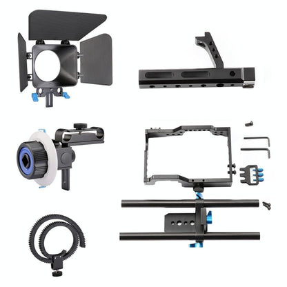 NNEIDS Video Camera Cage Stabilizer Kit With Matte Box & Follow Focus For Panasonic Lumix Dmc - Gh4 & G7 / Sony A7 Series - UrbanNest Co