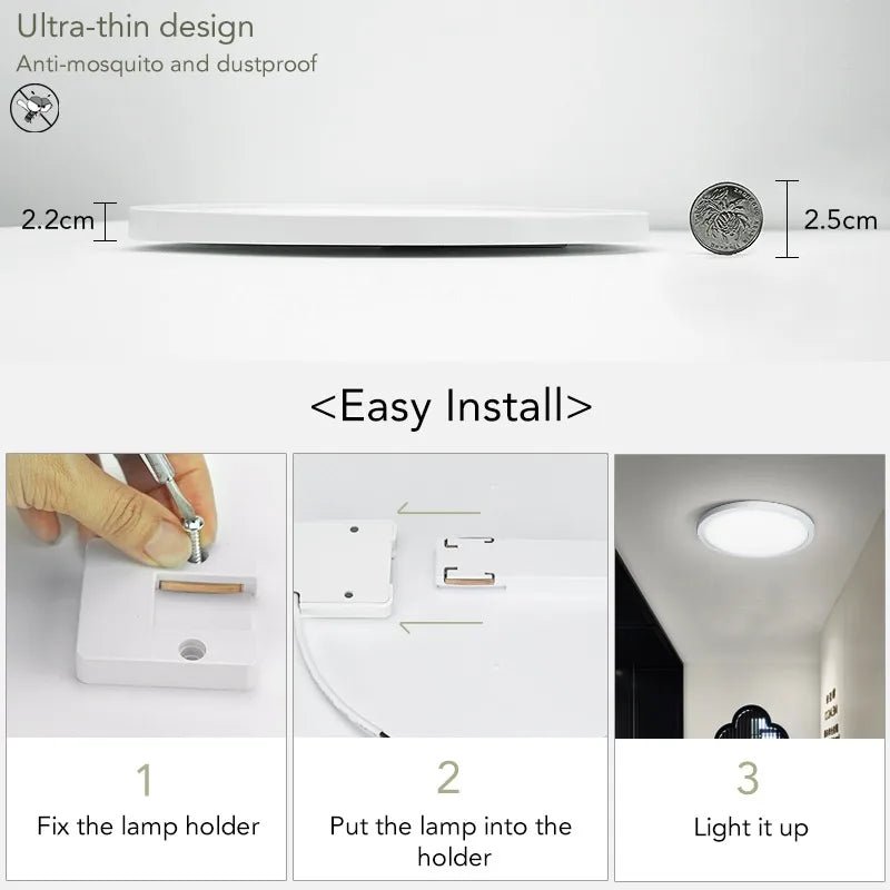 2.2cm Ultra Thin Ceiling Light 6W 9W 13W 18W 24W 110V 220V Luster Home Appliances Indoor Decoration Bedroom Living Room Kitchen - UrbanNest Co