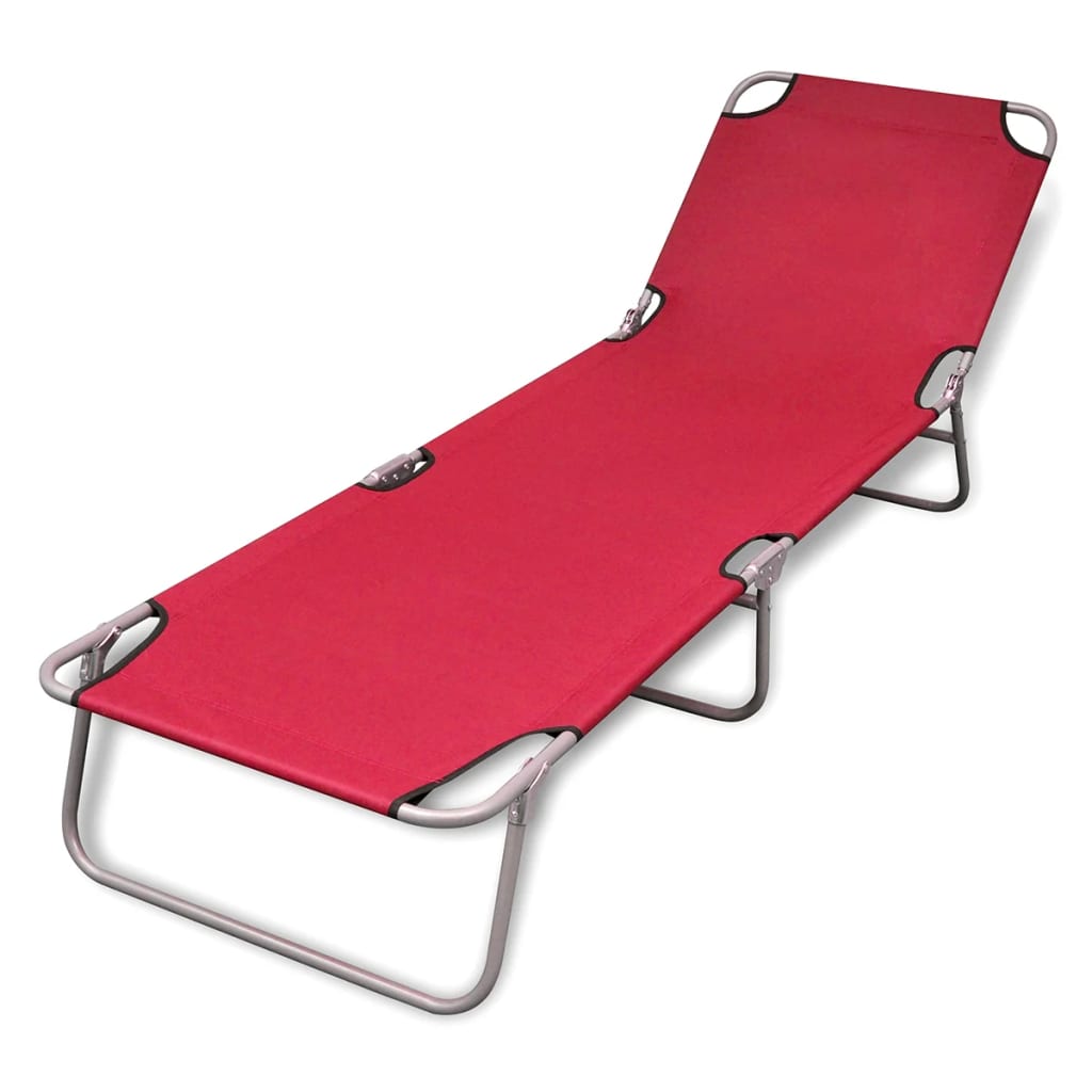 NNEVL Folding Sun Lounger Powder - coated Steel Red - UrbanNest Co