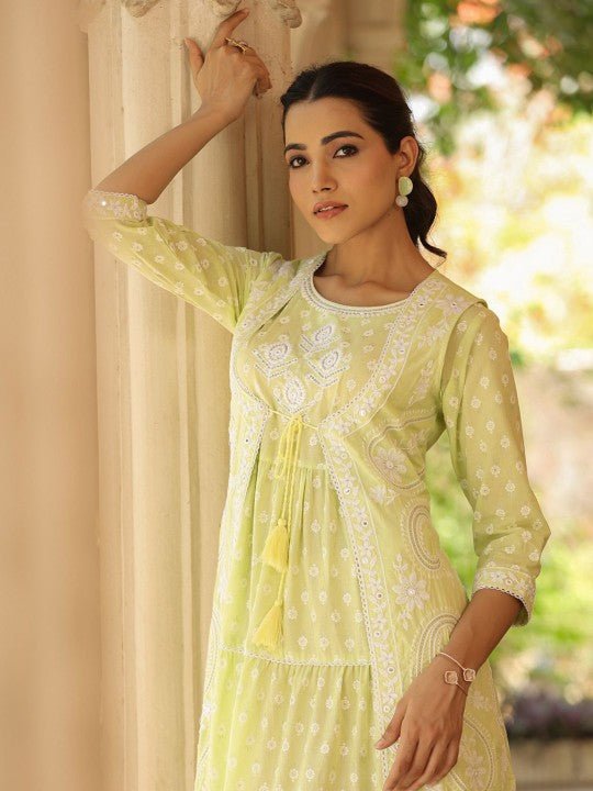 Women's Fit & Flare Maxi Dress with Ethnic Motif Embroidery - UrbanNest Co