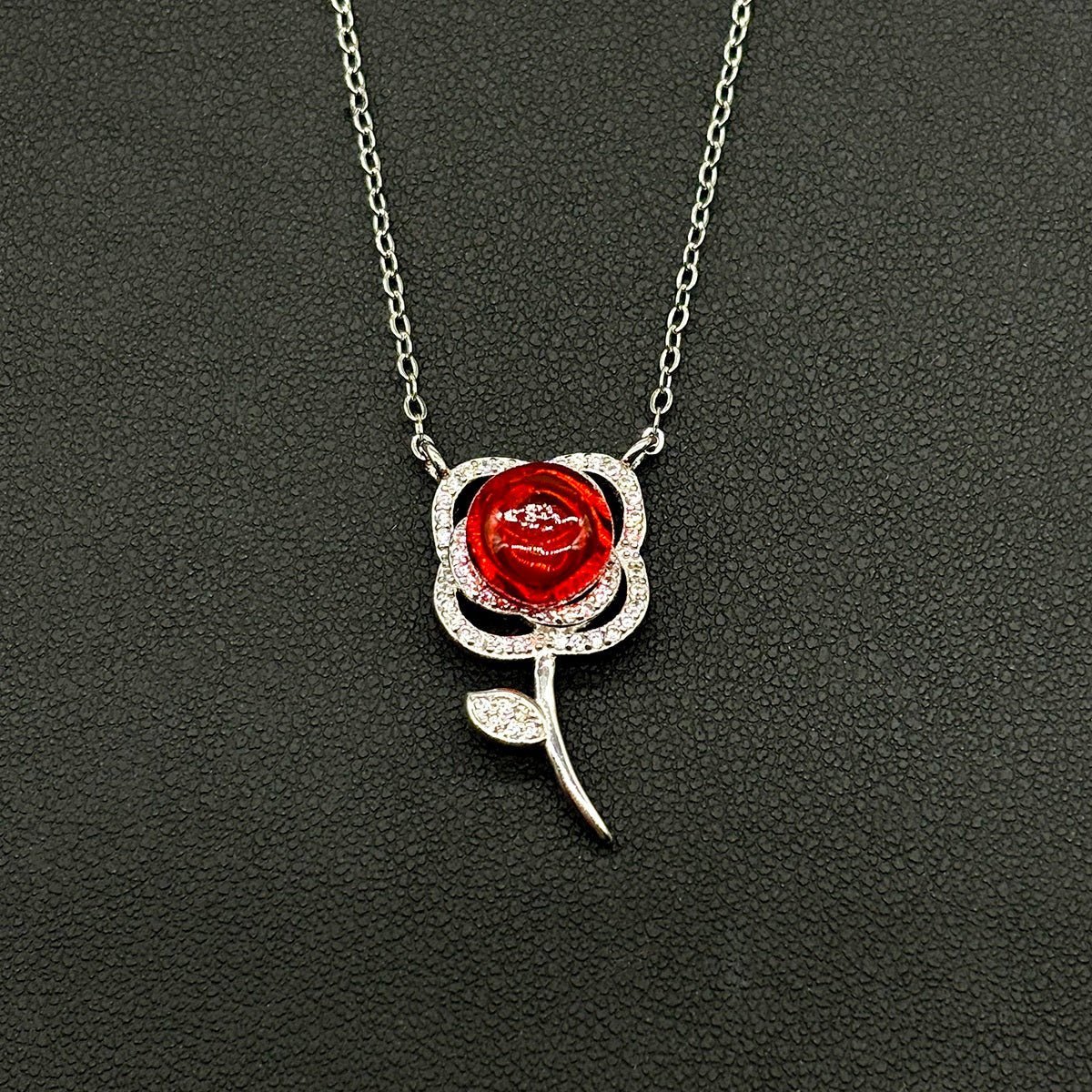 Sterling Silver Rose Garden Aroma Necklace - Crimson | Energy & Healing | Diffuse on the go - UrbanNest Co
