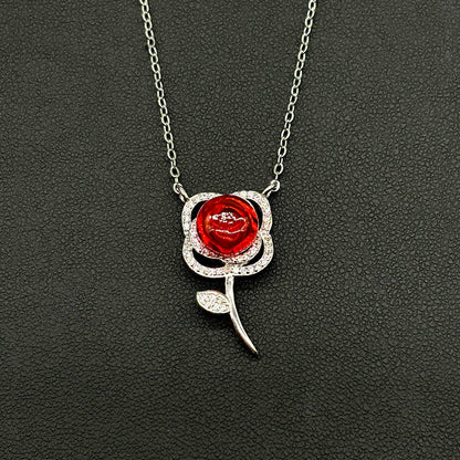 Sterling Silver Rose Garden Aroma Necklace - Crimson | Energy & Healing | Diffuse on the go - UrbanNest Co