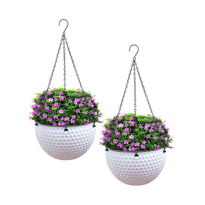 SOGA 2X White Large Hanging Resin Flower Pot Self Watering Basket Planter - UrbanNest Co