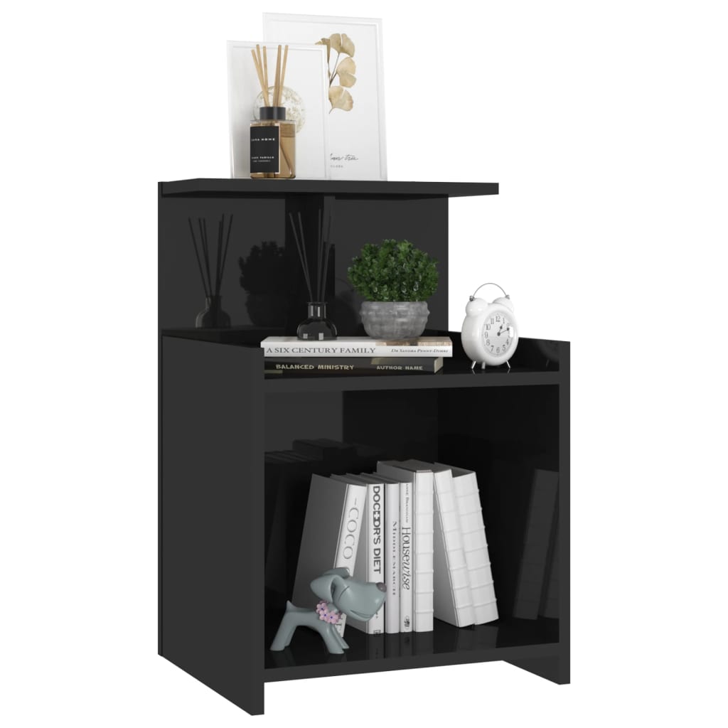 NNEVL Bed Cabinets 2 pcs High Gloss Black 40x35x60 cm Chipboard - UrbanNest Co