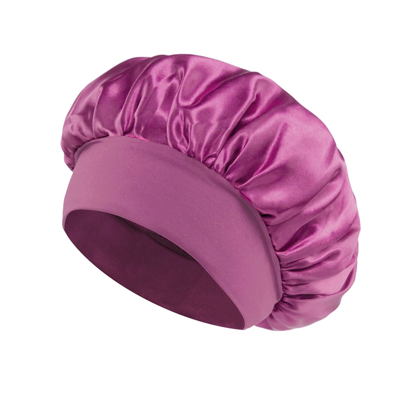 Solid Color Bath Cap Adult Fashion Satin Wide Brim Sleep Cap for Women Chemotherapy Hair Care - UrbanNest Co