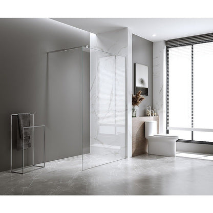 NNEDSZ 90x200cm Single Shower Glass Screen with Chrome Wall Channel & Square Pole - UrbanNest Co