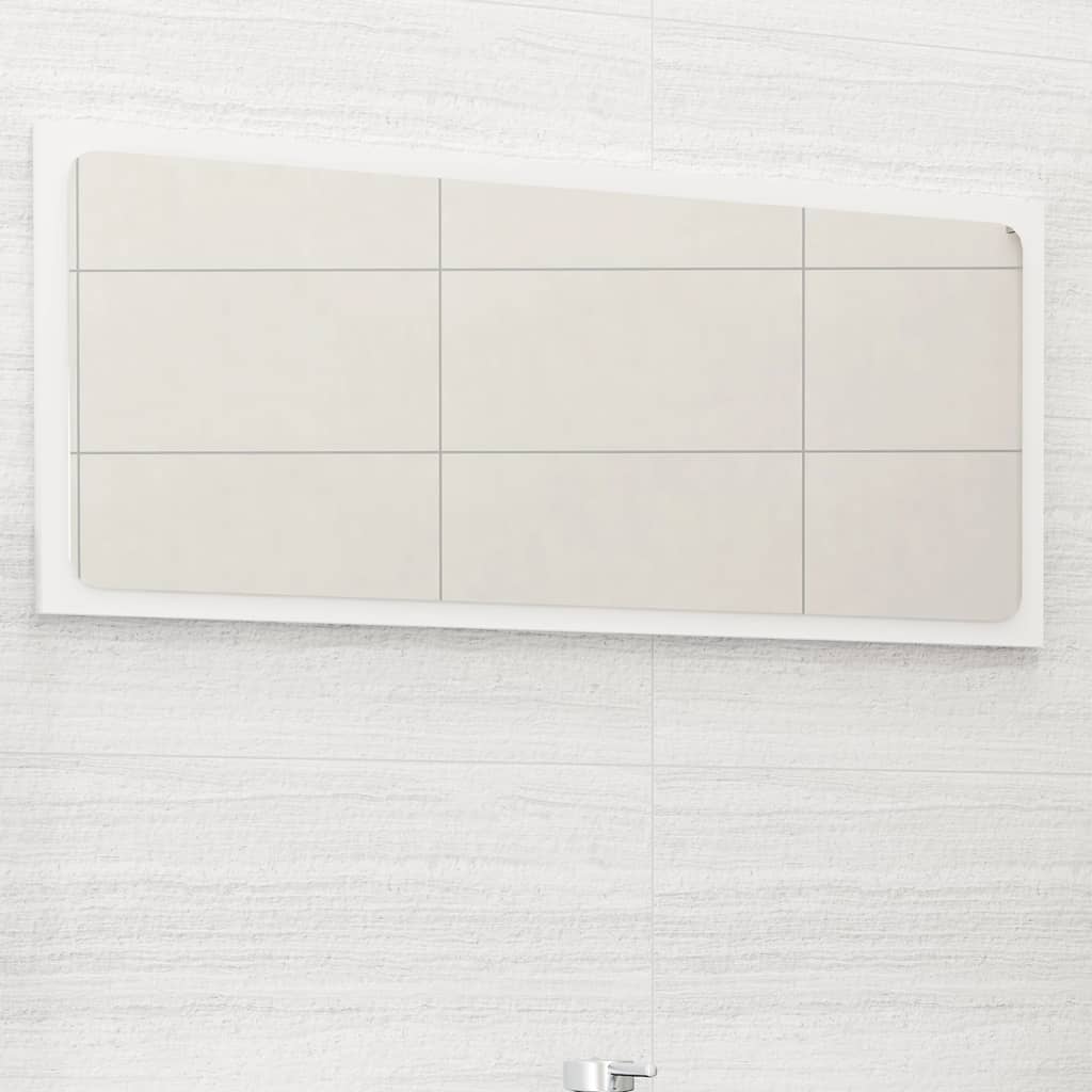 NNEVL Bathroom Mirror High Gloss White 80x1.5x37 cm Chipboard - UrbanNest Co