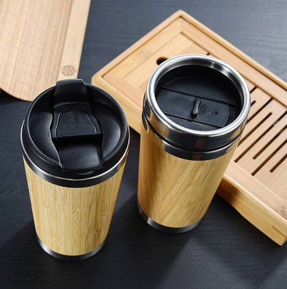 Leakproof Bamboo Travel Mug | 14oz Thermal Insulating Eco Coffee Cup - UrbanNest Co