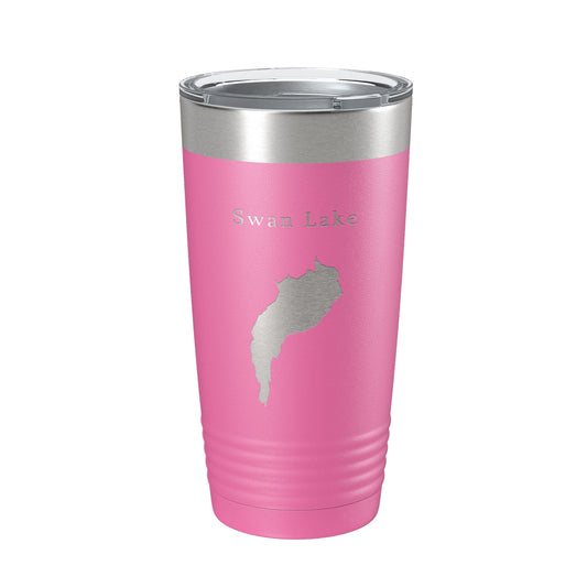 Swan Lake Map Tumbler Travel Mug Insulated Laser Engraved Coffee Cup Maine 20 oz - UrbanNest Co