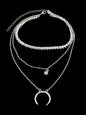 Boho Chic Jewelry Multi - layer Gold Silver Chain Rhinestone Horns Charm Necklace - UrbanNest Co