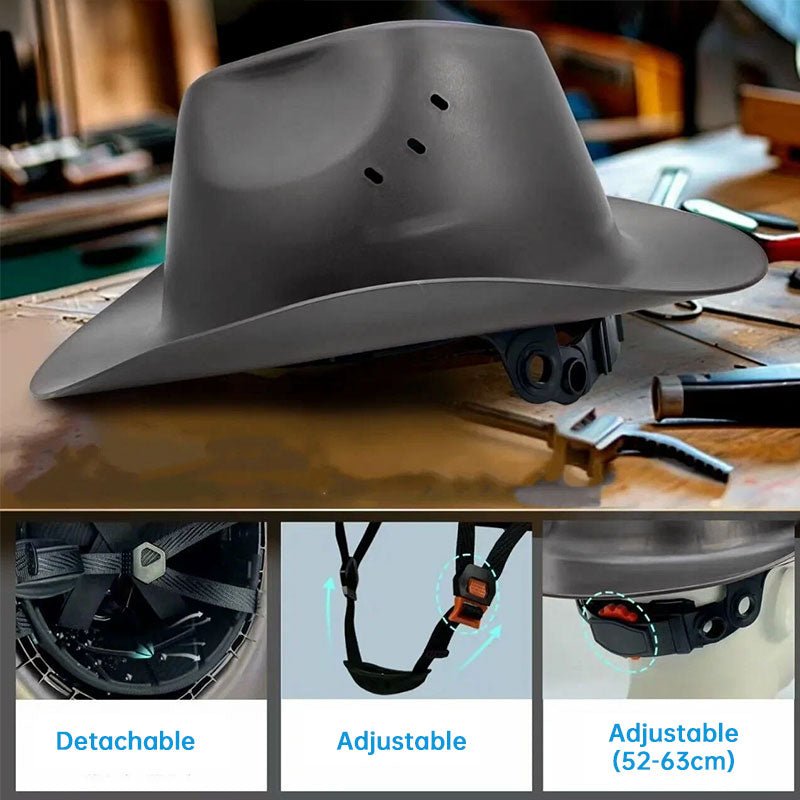 Full - Brim Cowboy Hard Hat with Goggles, ANSI - Certified Safety Helmet for Outdoor. - UrbanNest Co