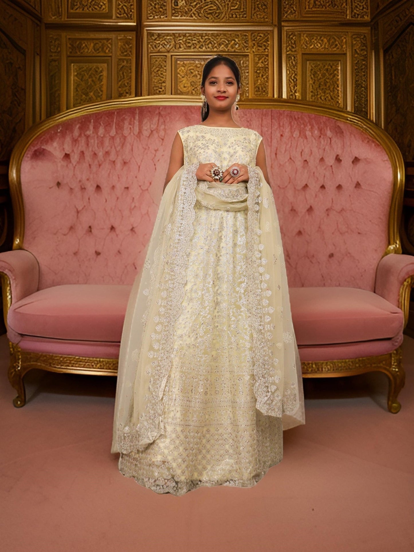 Shimmery and Shiny Beautiful Gown by Shreekama - UrbanNest Co