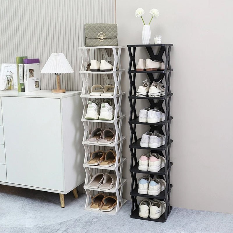 Stackable Plastic Shoe Rack, Vertical Dustproof Shoe Organizer, Sturdy Shoe Storage for Entryway - UrbanNest Co