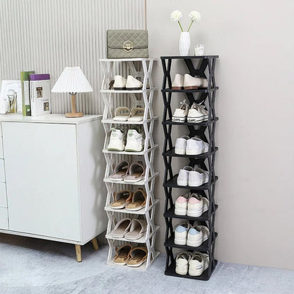 Stackable Plastic Shoe Rack, Vertical Dustproof Shoe Organizer, Sturdy Shoe Storage for Entryway - UrbanNest Co