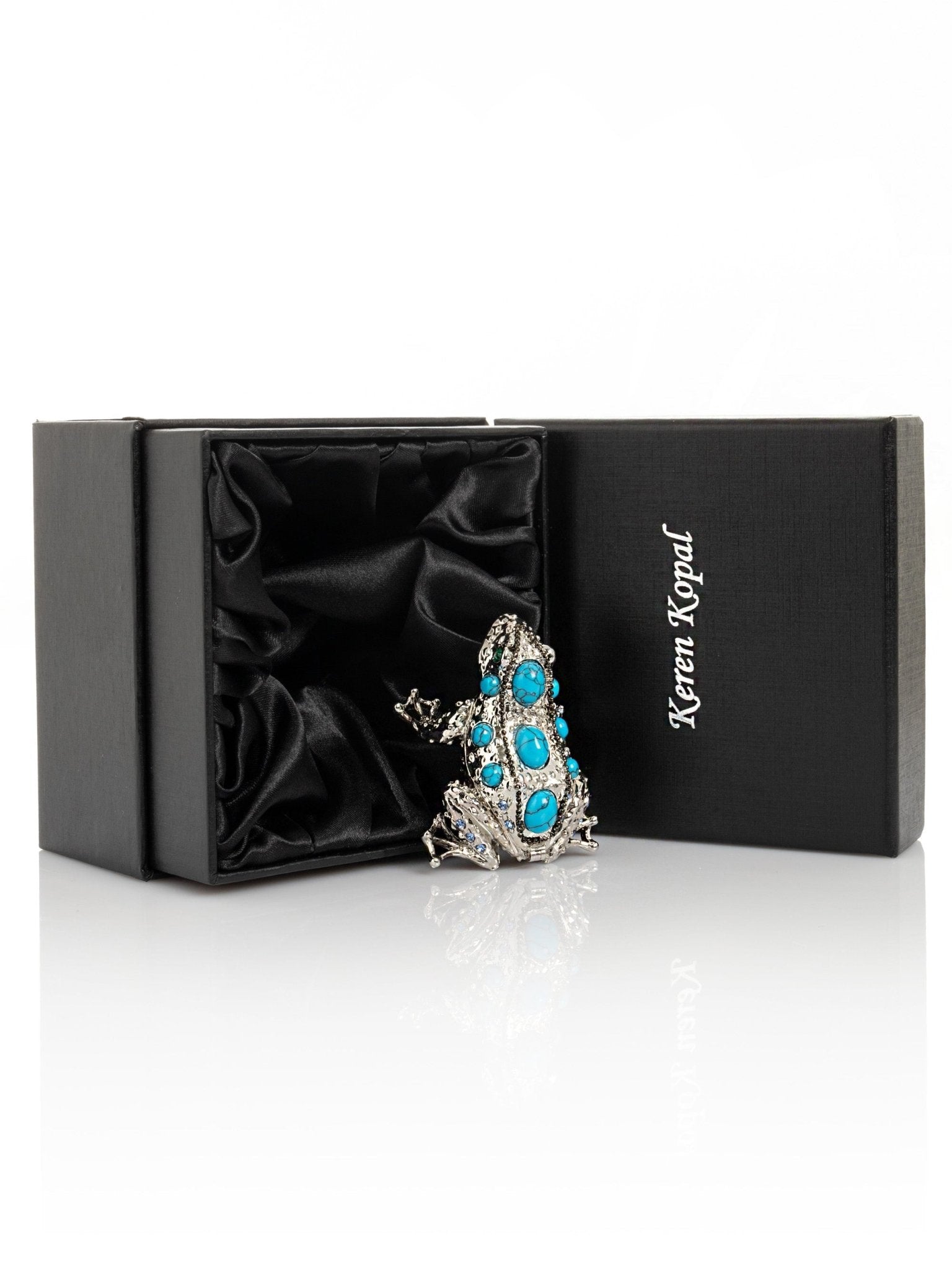 Silver Frog with Turquoise Gemstones - UrbanNest Co