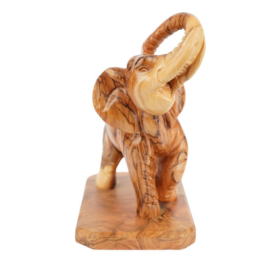 Handgeschnitzter Elefant aus Olivenholz – Exklusive Holzskulptur aus Bethlehem (20 cm) - UrbanNest Co