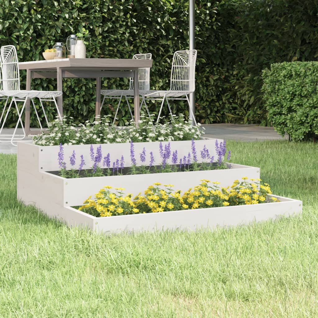 NNEVL Planter White 78x78x27 cm Solid Wood Pine - UrbanNest Co