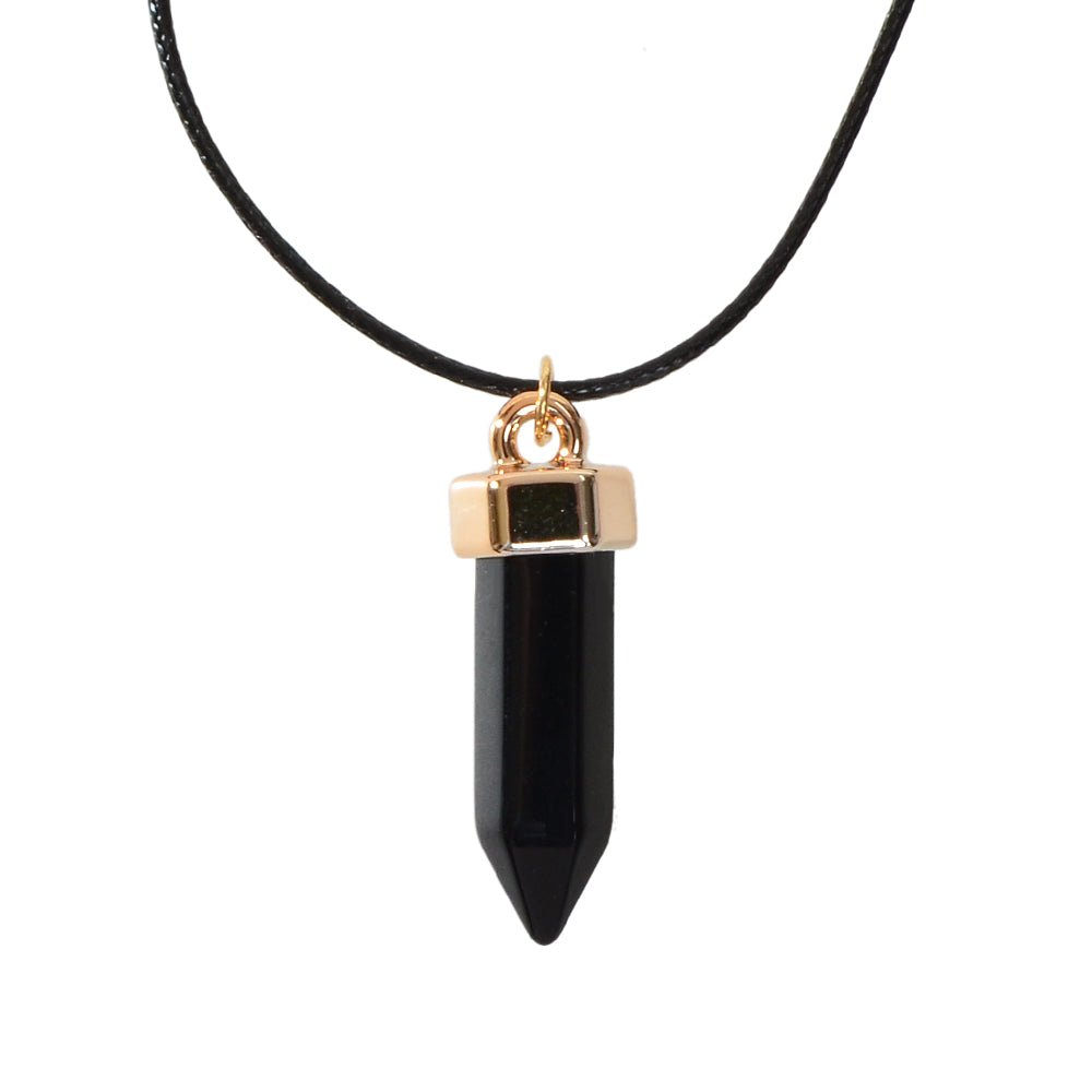 Boho Jewelry Black Leather Rope Colorful Bullet Shape Textured Pendant Necklace - UrbanNest Co