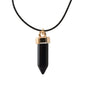 Boho Jewelry Black Leather Rope Colorful Bullet Shape Textured Pendant Necklace - UrbanNest Co