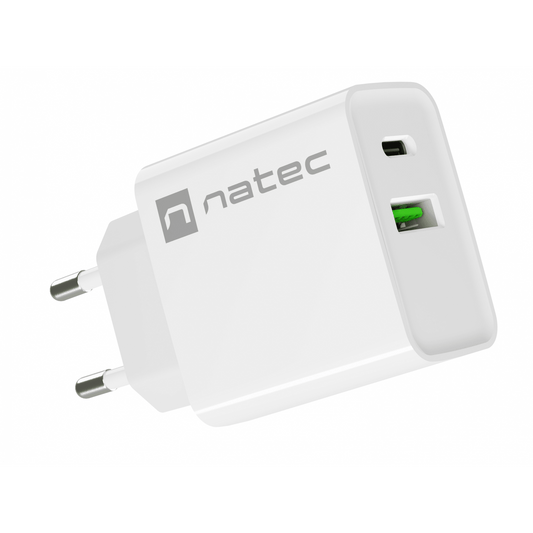 Natec Ribera NUC - 2061 USB - C / USB - A Hálózati töltő - Fehér (20W) - UrbanNest Co