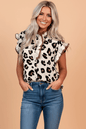 Leopard Ruffle Sleeve Button Up Blouse - UrbanNest Co