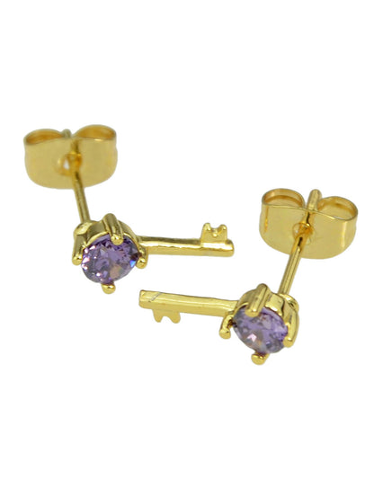 Perfect Wedding Engagement Jewellery Created Cubic Zirconia Key Stud Earrings - UrbanNest Co