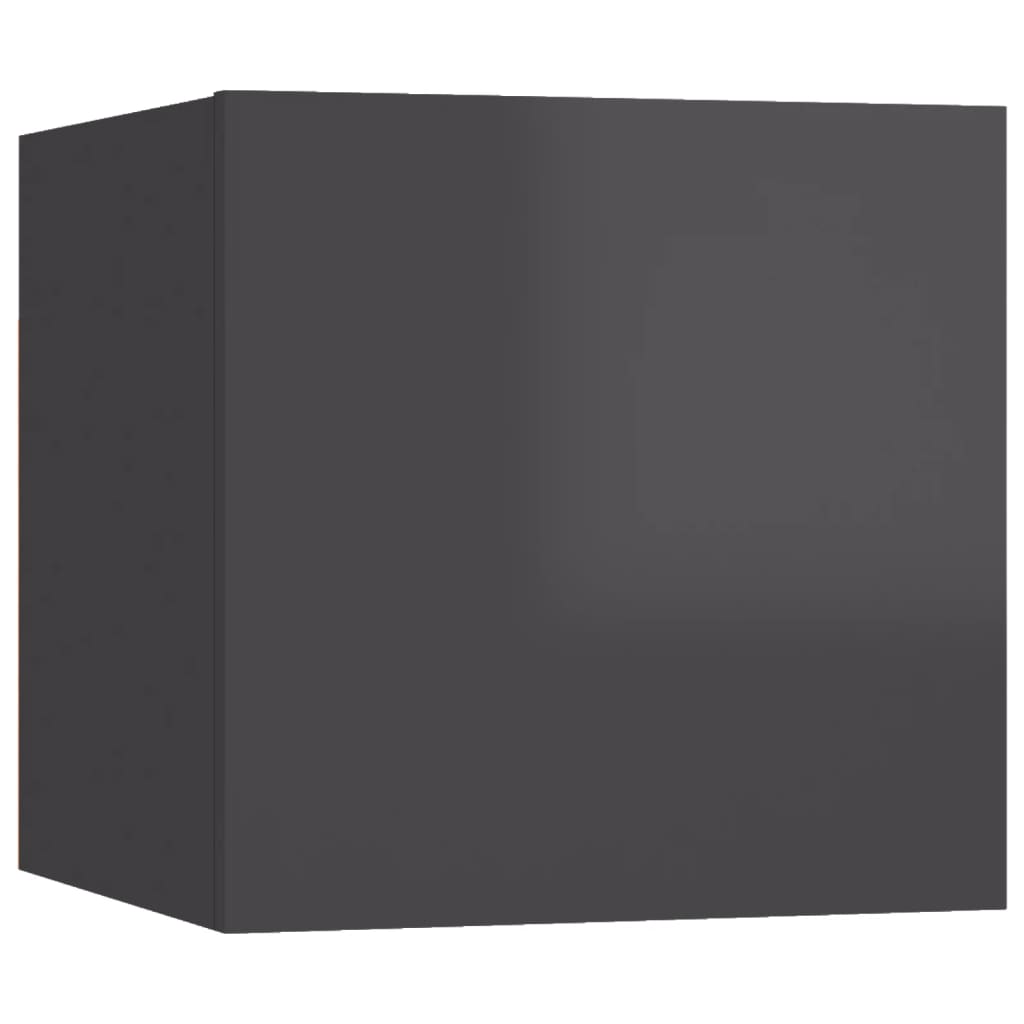 NNEVL 6 Piece TV Cabinet Set High Gloss Grey Chipboard - UrbanNest Co